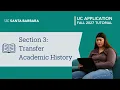 Section 3 Transfer Academic History Coursework