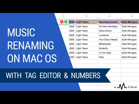 Download MP3 Generate audio filenames from tags on Mac with Tag Editor and Numbers.