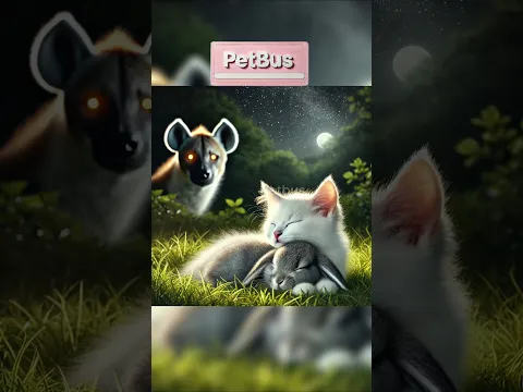 A Scary Beast in Front of a Rabbit and a Cat #cat #cute #petstory #funny