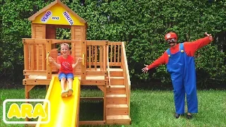 نيكيتا وفلاد اللعب وبناء منزل خشبي 
