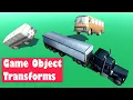 Transforms 3 ways of moving rotating and resizing objects in Unity in a game scene English