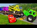 Download Lagu Flatbed Truck McQueen | Transportation with Truck - Pothole vs Car #123 | BeamNG.Drive Gameplay