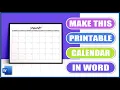 Make this PRINTABLE CALENDAR in WORD Microsoft Word Tutorials