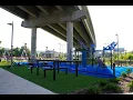 Outdoor Fitness Gym And Obstacle Course For Community Under Bridge Best Use of Park Design Space