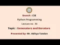 Python Programming Generators Iterators AKTU Digital Education