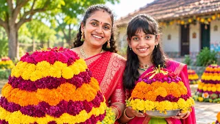 Bathukamma Festival Vlog😍|Celebrating in our villages 🌸❤️