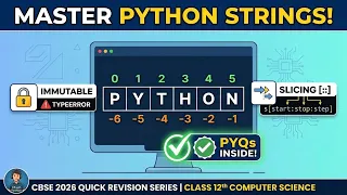 Python Strings with PYQs Indexing Slicing Loops Class 12 CS Board Exam 2027 Revision