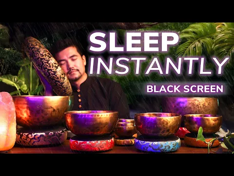 *SLEEP LIKE A BABY* | Tibetan Singing Bowls + Rain & Thunder | Deep Sleep BLACK SCREEN 11Hour