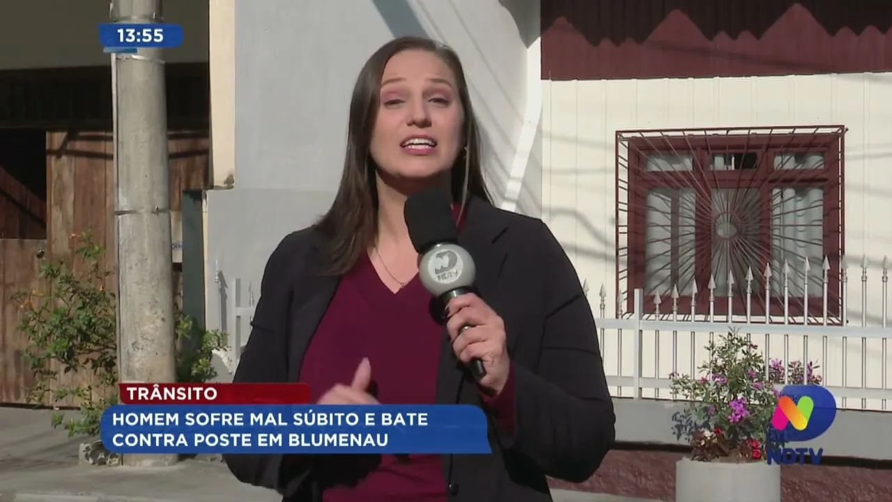 Homem sofre mal súbito e bate contra poste em Blumenau