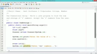 single dimensional one dimensional array in java sum and average java tutorial for beginners
