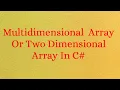 Multidimensional Array In C Two Dimensional Array In C what is array in c