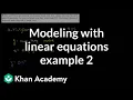 Modeling with linear equations example 2 Linear equations and functions 8th grade Khan Academy