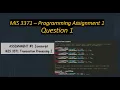 MIS 3371 - Programming Assignment 1 Question 1