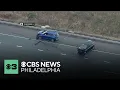 Damaged cars block Route 1 southbound in Bucks County Pennsylvania