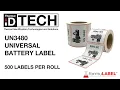 UN 3480 Battery Label Rolls - Universal Battery Labels