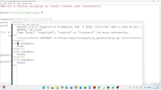 Count Vowels and Consonants in Python Interview Program