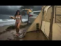 Download Lagu Beautiful girls solo camping in heavy rain, Enjoy delicious food and feel the nature ASMR
