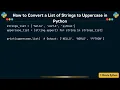 How to Convert a List of Strings to Uppercase in Python