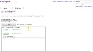 Codingbat - firstHalf Java