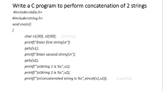 Learn C Programming string concatenation C program to perform concatenation of 2 strings