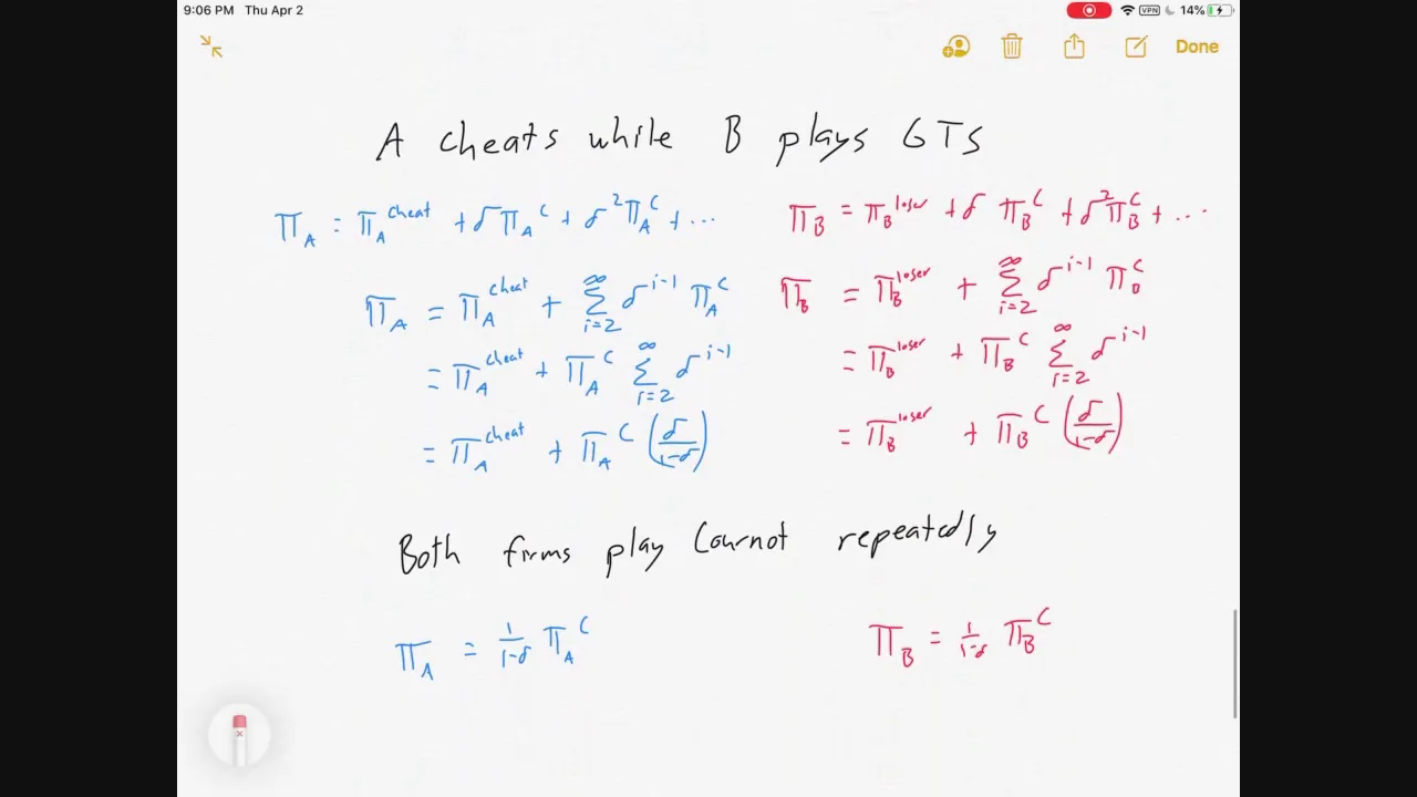 Grim Trigger Strategy, Collusion, and the Discount Factor (all three parts in one video)