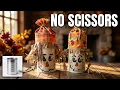 DIY Fall Decor Upcycled Tin Can Scarecrows No Scissors