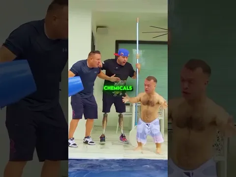 When he pushed him in the pool, this happened...