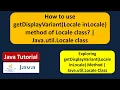 How to use getDisplayVariant Locale inLocale method of Locale class Java util Locale class