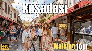 Kusadasi Walking Tour 4K - Old Town Bazaar Port Seaside