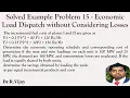 Solved Example Problem 15 - Economic Load Dispatch without Considering Losses