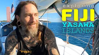 Exploring the Blue Lagoon Island in the Western Group of Fiji on a Vintage Sailboat