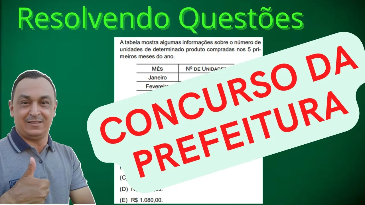 Questões de Concursos. Nível Médio. Prefeitura e Câmara. Matemática. Prof. Dê Ribeiro