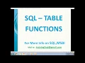 SQL Table Valued Functions