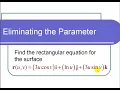 Converting from Parametric to a Rectangular Equation for a Surface