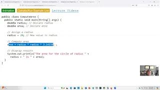 Java Program Computes or Find the Area of a Circle using Java Programming Language