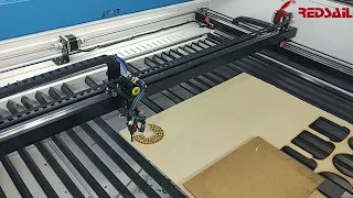Redsail Laser Cutter display-MDF cutting