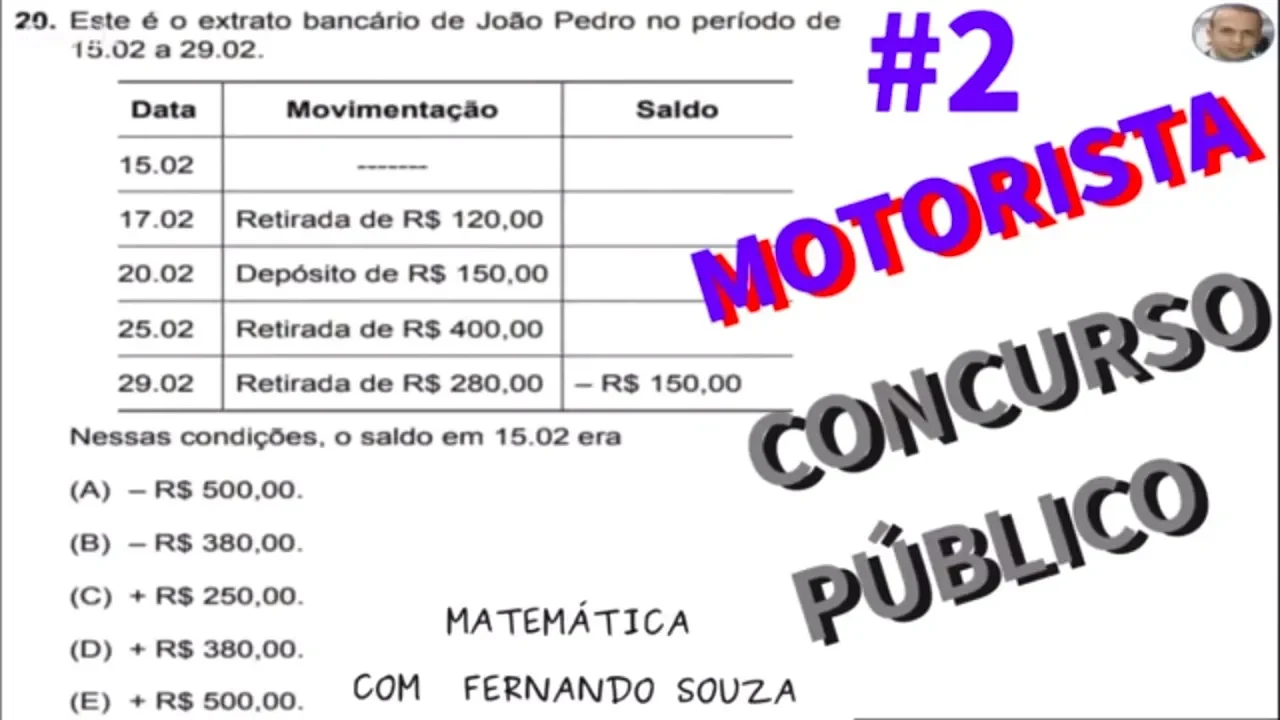 MOTORISTA   CONCURSO PÚBLICO - Parte 2 Matemática