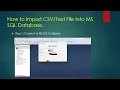 How to Import CSV or Text File into MS SQL database Copy excel data into SQL database