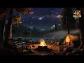 Download Lagu Cozy Camping with Shooting Stars, Crackling Campfire, \u0026 Nature Ambience | 4K ⛺️🔥💫