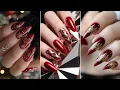 Red And Rose Gold Glitter Nails Maroon Nail Art Designs Burgundy Marble Nails Rose Gold Burgundy Nai
