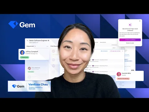 Video testimonial from Vanlizza Chau, Product Marketing at Gem
