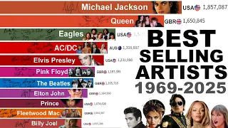 best selling music artists 1969 2025 the race of music legends