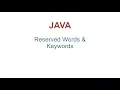 JAVA Reserved words and keywords