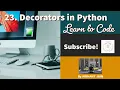 23 Decorators in Python Python Tutorial By Arihant Jain Study Material
