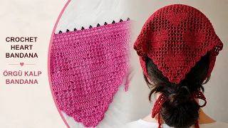 HEART BANDANA ❤️ | Crochet Tutorial 🧶 | Step by Step | Easy & Free