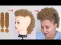 DIY Curly Crotchet Mohawk Wig using Straight Braiding hair extension Blonde curly mohawk wig