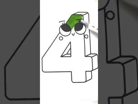 Coloring Super Number 4! #colors #coloring #art #shorts