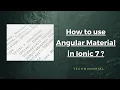 How to use Angular Material in Ionic 7