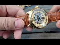 COOL Original STUHRLING AUTOMATIC SKELETON ST-90050 Mens Watch - RUNS STRONG