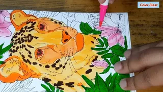 Satisfying Mandala Art Realistic Leopard Coloring Tutorial Time-lapse